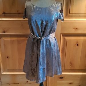 NWOT Geren Ford Taupe/Gold Open Shoulder S/S Dress